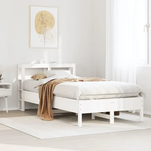vidaXL Bedframe zonder matras massief grenenhout wit 90x190 cm
