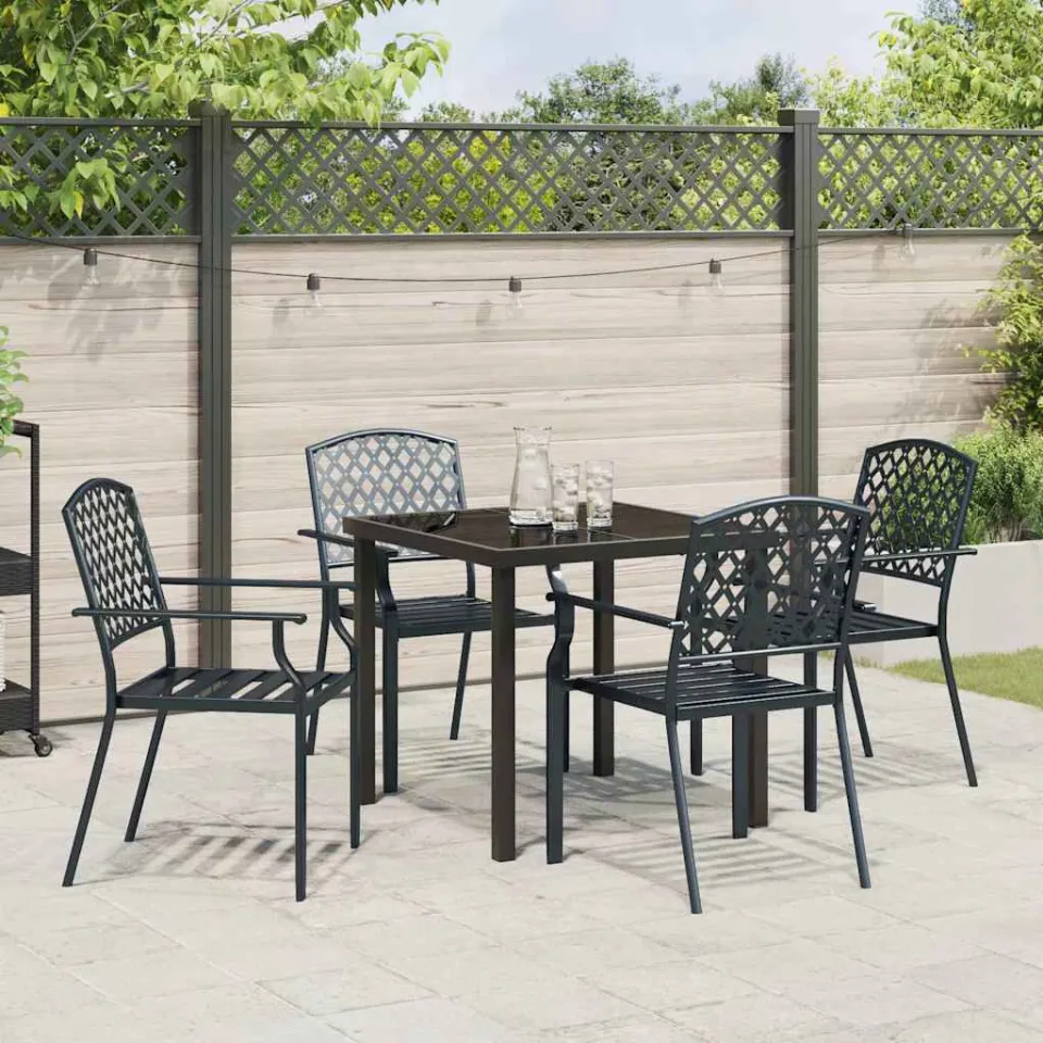 vidaXL Tuin eettafelset 5 st Antraciet Gepoedercoat staal, foto 3