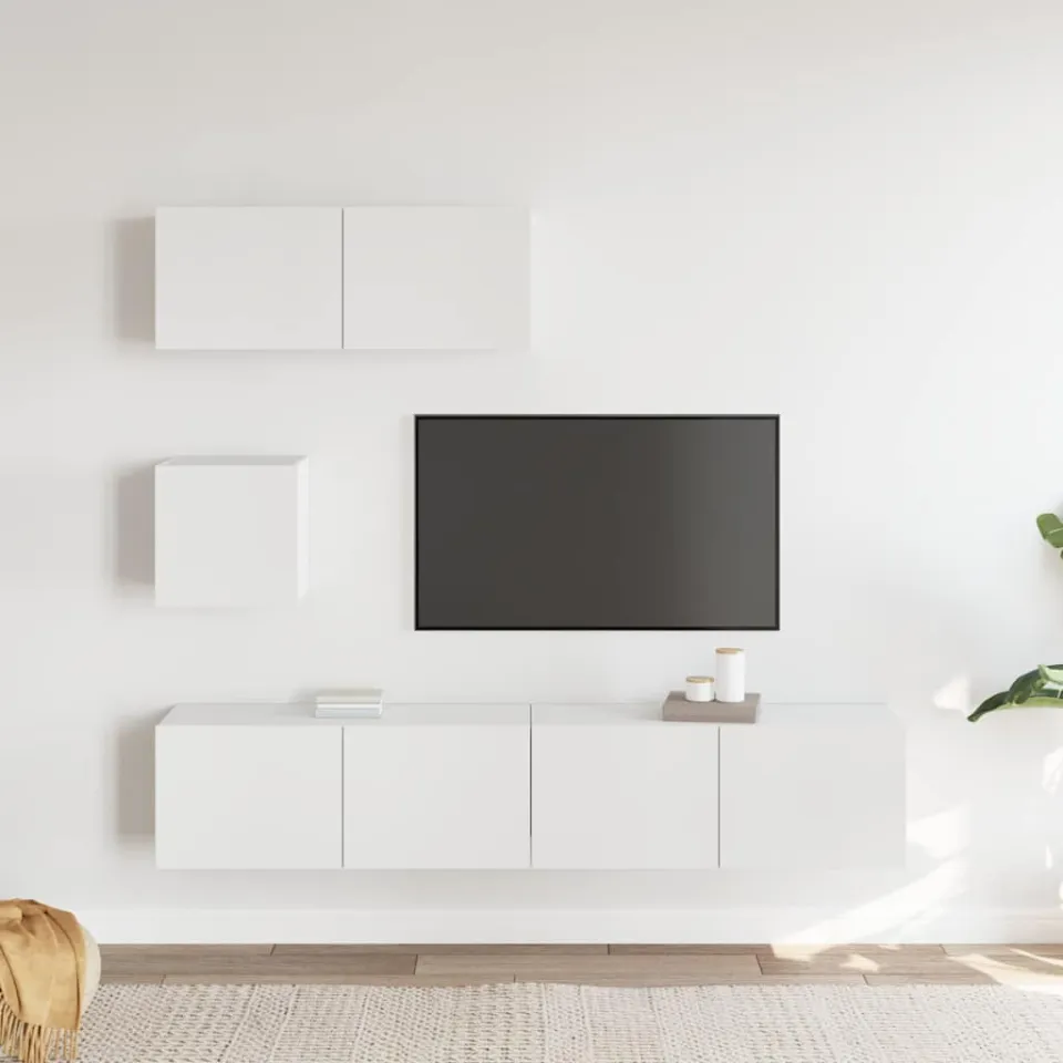 vidaXL 4-delige Tv-meubelset bewerkt hout wit, foto 3