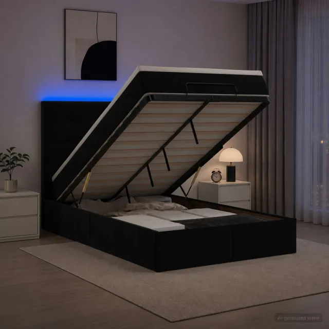vidaXL Ottoman Bed met Matrassen en LED Zwart 120 x 190 cm fluweel