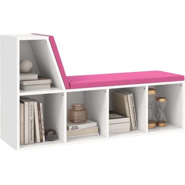 Homcom Boekenplank - Spaanplaat - 108x30x60cm - Roze