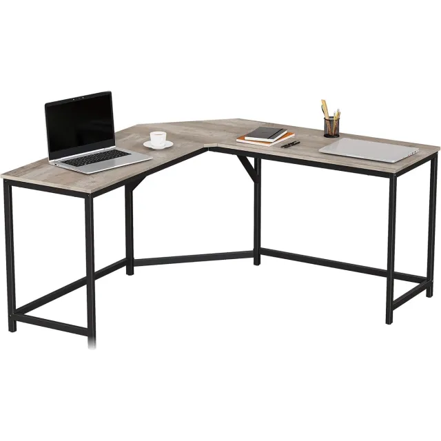 Vasagle hoekbureau - computerbureau - 149 x 149 cm- metalen frame - grijs met zwart
