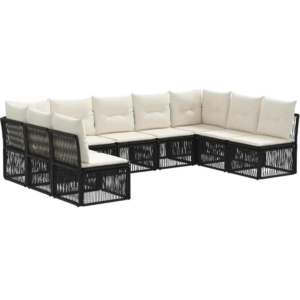 vidaXL Tuinbankenset 9 st 9-zits Zwart poly rattan, foto 3