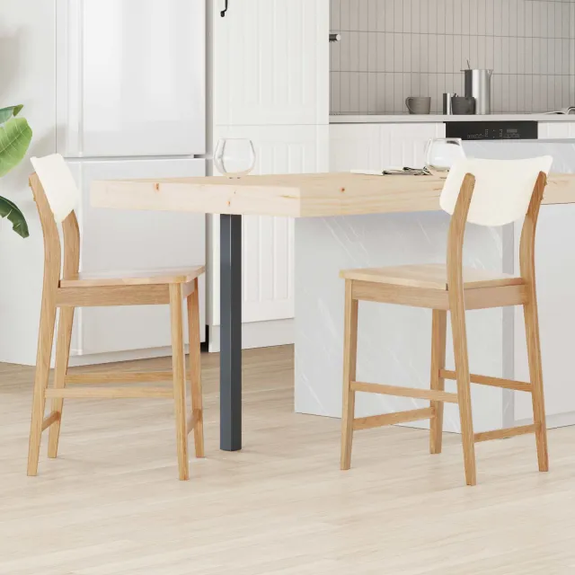 vidaXL Eettafelstoelen 2 st Massief Rubberhout Naturel 48 x 49 x 95 cm, foto 2