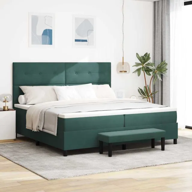 vidaXL Boxspring bed met hoofdeinde Donkergroen 200 x 200 cm Fluweel