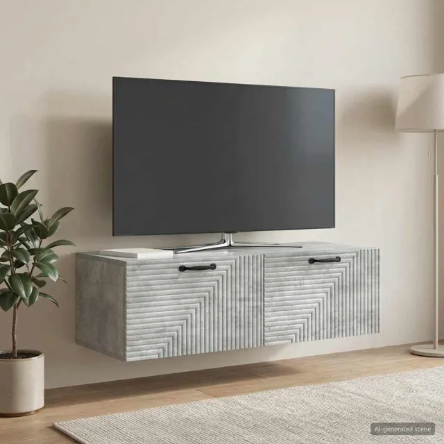vidaXL Wandbeugel TV-kast Betongrijs 98 x 41 x 30 cm Bewerkt hout