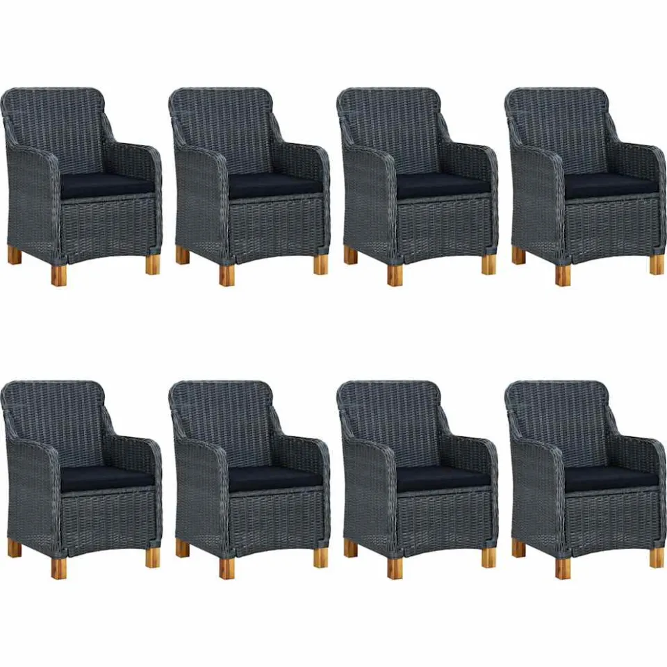 vidaXL 9-delige Tuinset met kussens poly rattan donkergrijs grijs, foto 2