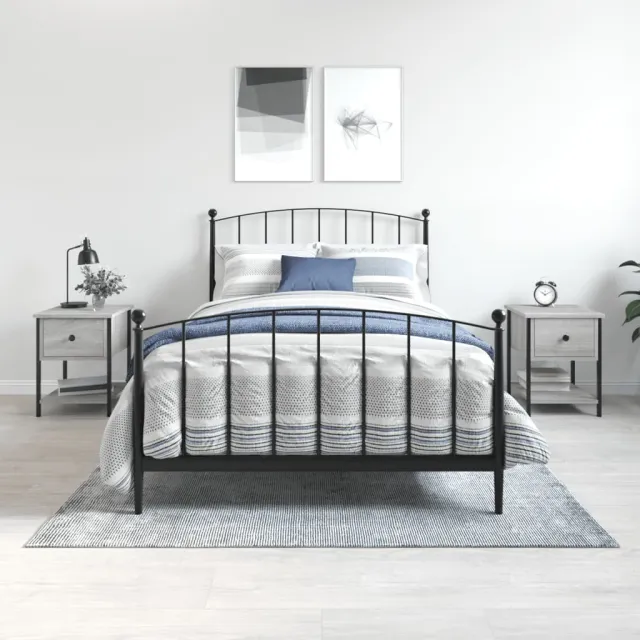 vidaXL Nachtkastjes 2 st 34x35,5x45 cm bewerkt hout grijs sonoma eiken, foto 2