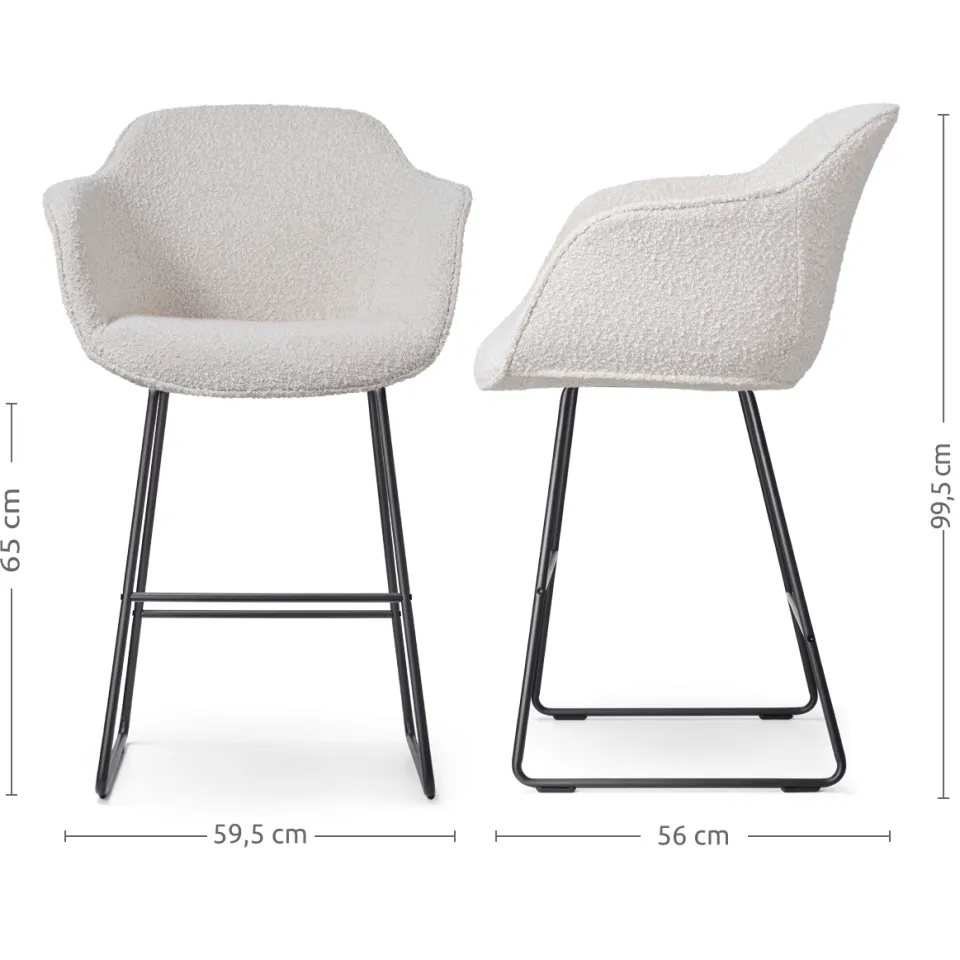Nolon Nino-Mare barkruk bouclé beige - zwart onderstel - 65 cm, foto 3