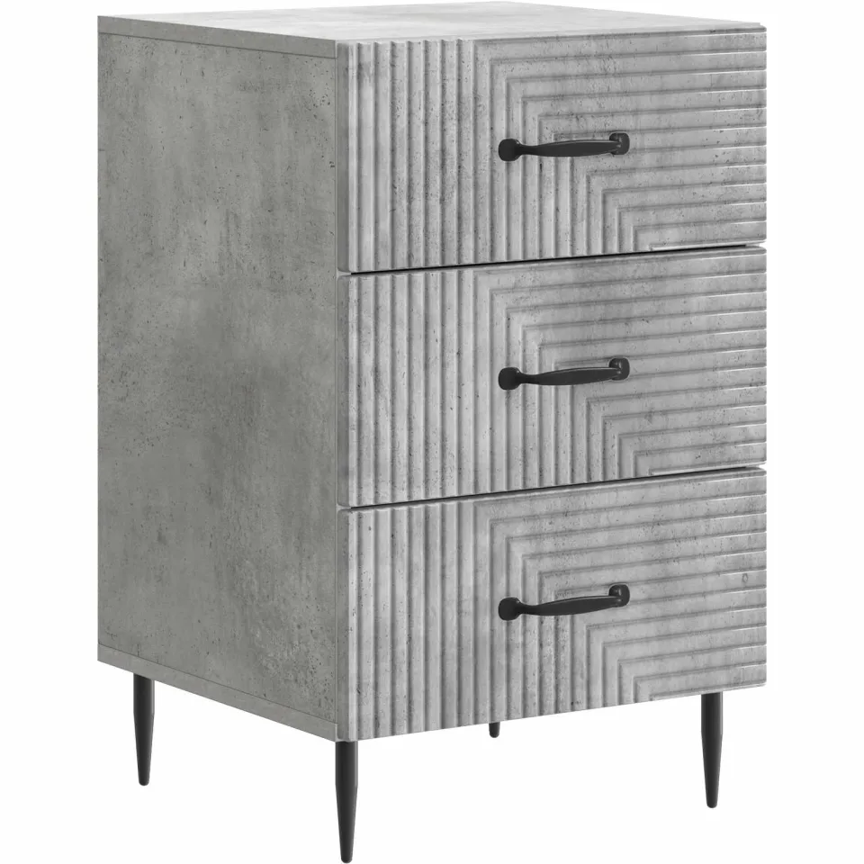 vidaXL Nachtkastje met lade Betongrijs 43 x 41 x 66,5 cm Bewerkt hout