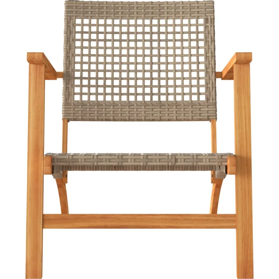 vidaXL 3-delige Bistroset poly rattan en massief acaciahout beige, foto 4