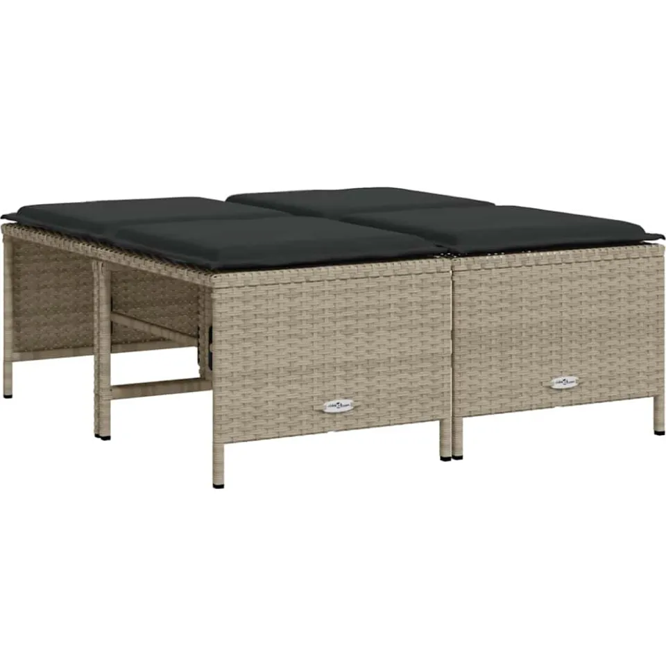 vidaXL Tuinkrukken met kussens 4 st poly rattan lichtgrijs grijs, foto 3