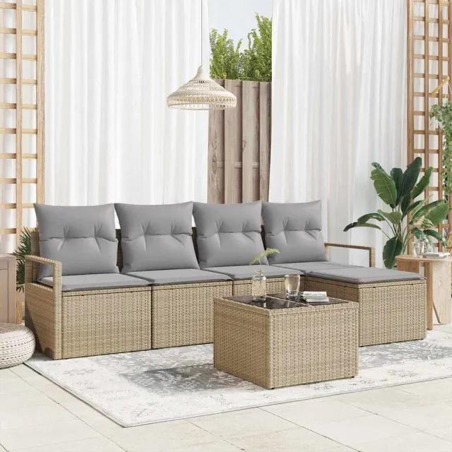 vidaXL Bankstel 6 st Beige poly rattan, foto 2