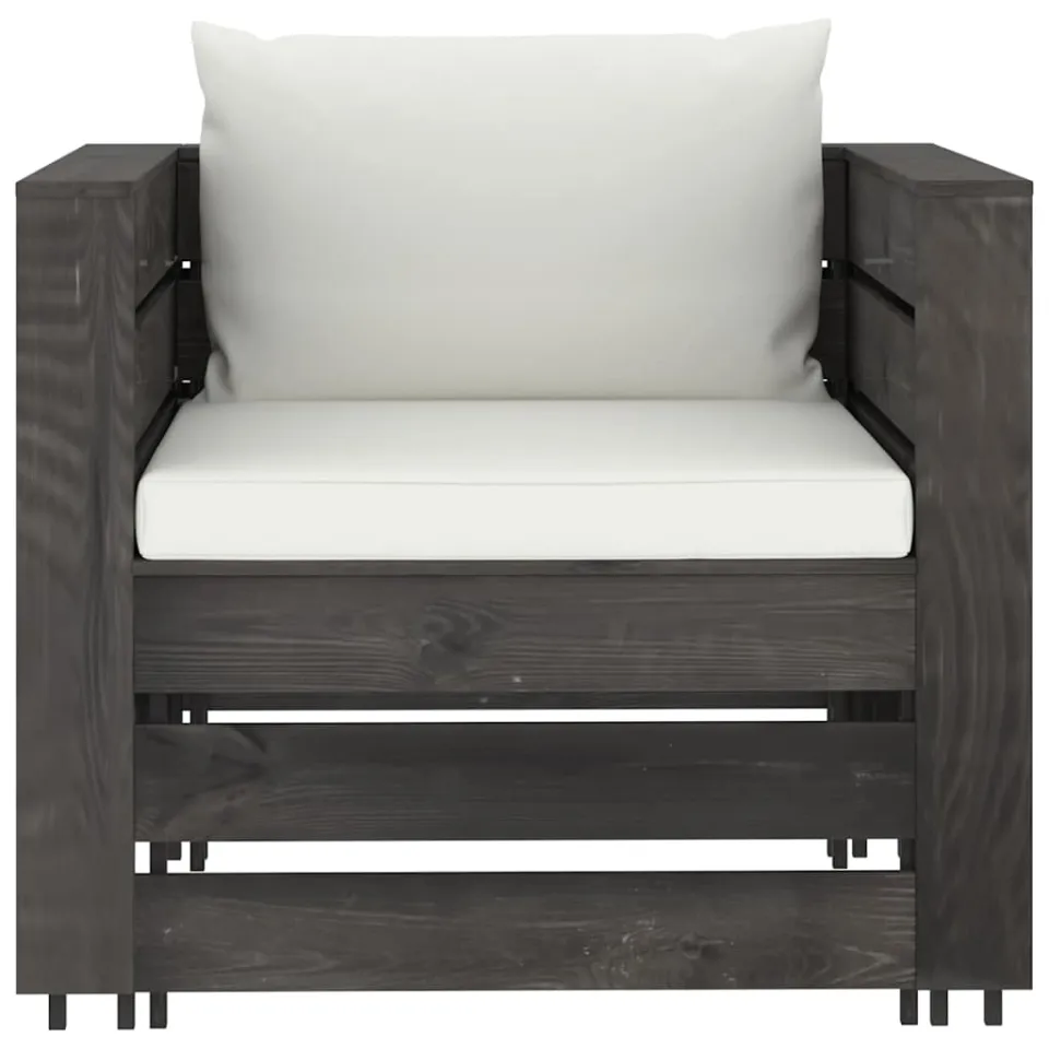 vidaXL 2-delige Loungeset met kussens grijs geïmpregneerd hout, foto 3