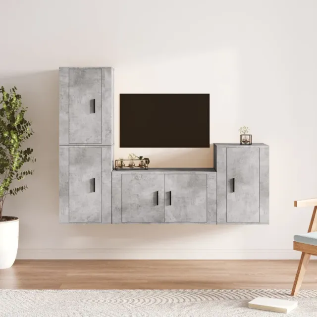 vidaXL 4-delige Tv-meubelset bewerkt hout betongrijs grijs, foto 2