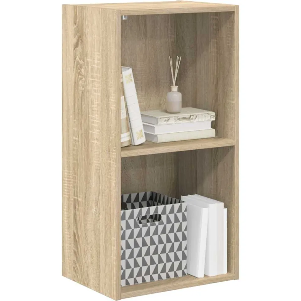 vidaXL Boekenkast met 2 schappen 40x30x76,5 cm bewerkt hout sonoma eik Bruin