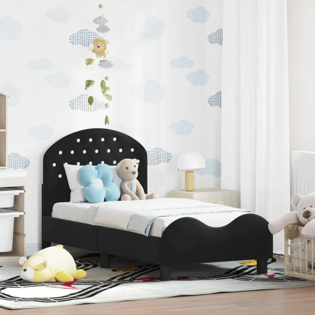 vidaXL Peuterbedframe met hoofdbord Zwart 70 x 140 cm Fluweel