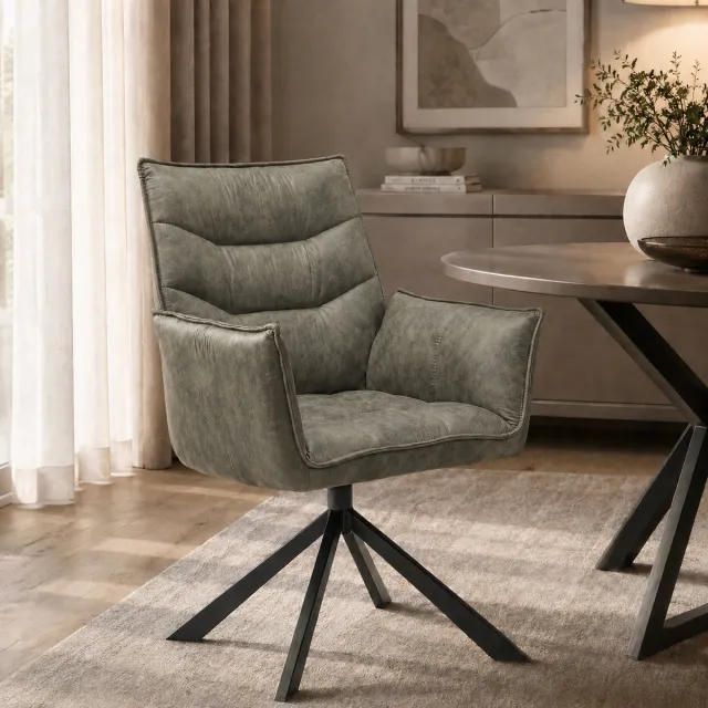 The Seats Eetkamerstoel Dani - 360 graden draaibaar - Cowboy - Olive