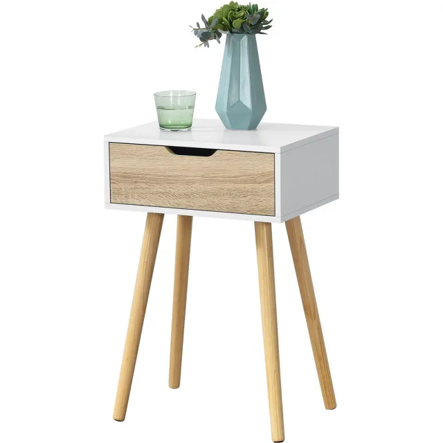 en.casa Bijzettafel Östersund 60x40x29,5 cm set van 2 wit en eikenkleurig [en.casa]