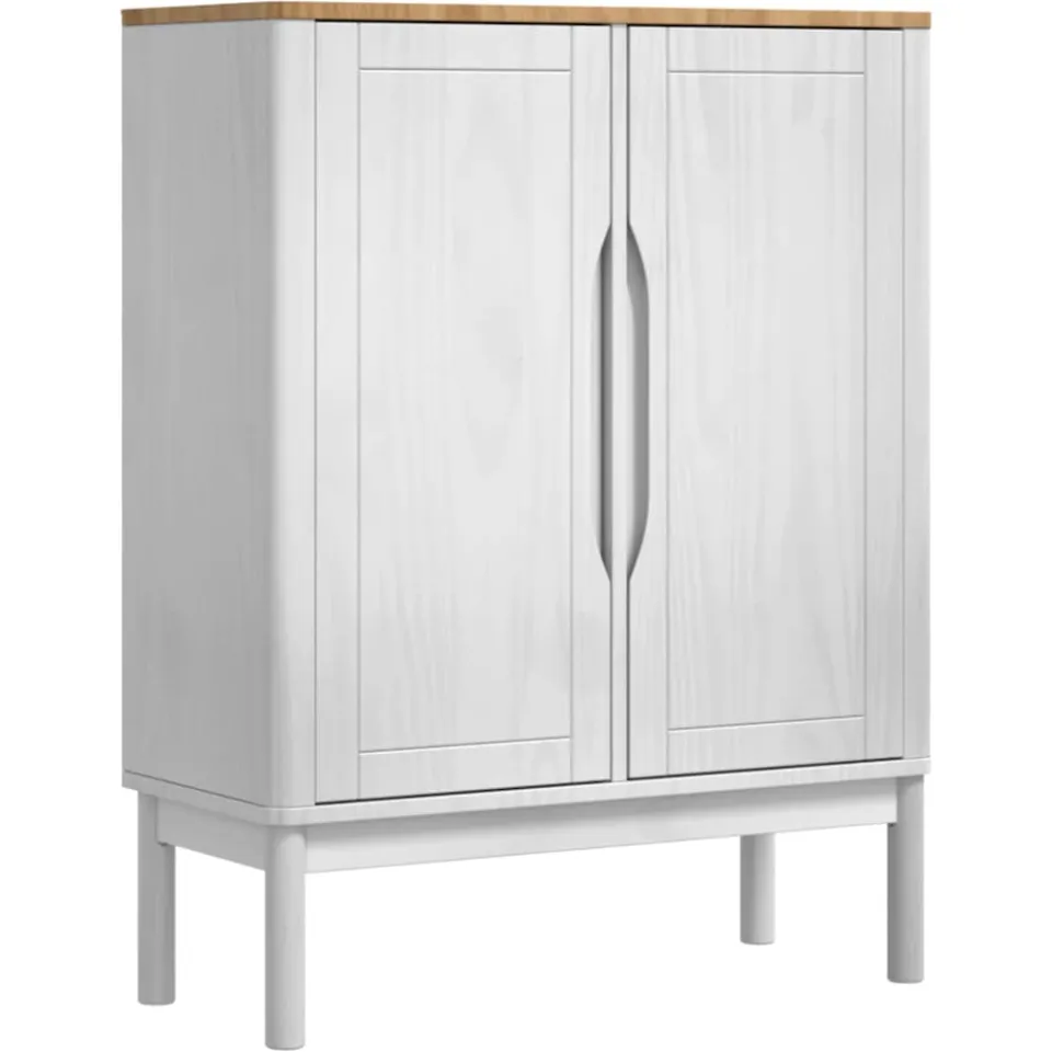 vidaXL Dressoir FLORO Wit 70 x 30 x 70,5 cm Massief Vurenhout