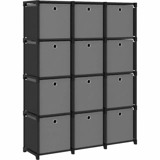 vidaXL Kast met 12 vakken met boxen 103x30x141 cm stof zwart