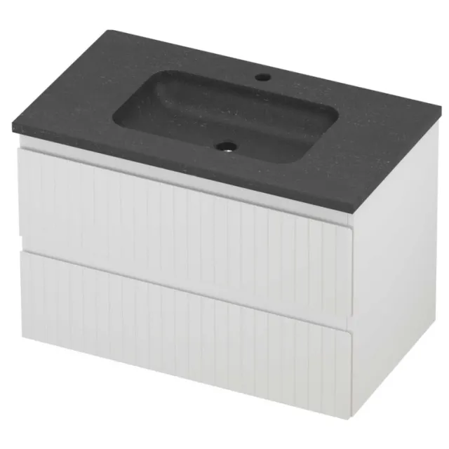 Proline Rollo Badmeubelset Hardsteen Elegant 1 Kraangat Gefreesd 80x46x54 cm Blue Stone Mat Wit