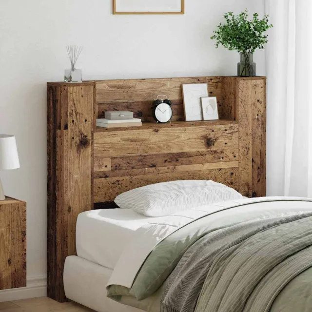 vidaXL Opslag hoofdeinde met LED Oud hout Bewerkt hout Bruin