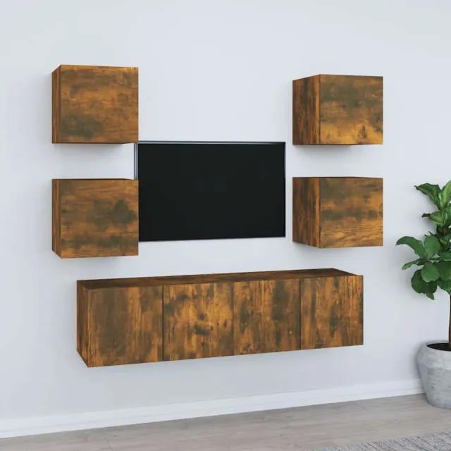 vidaXL 6-delige Tv-meubelset bewerkt hout gerookt eikenkleurig, foto 2