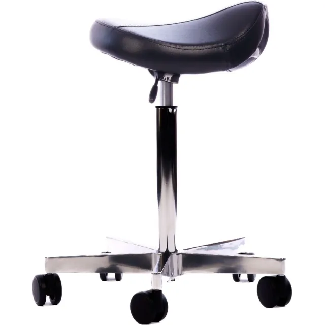 OKAPI® Arctic zadelkruk ZWART met MEDIUM gasveer en Compact zadel kapperskruk kappersfiets