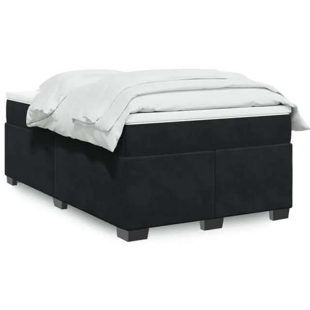 vidaXL Boxspring met matras fluweel zwart 120x190 cm