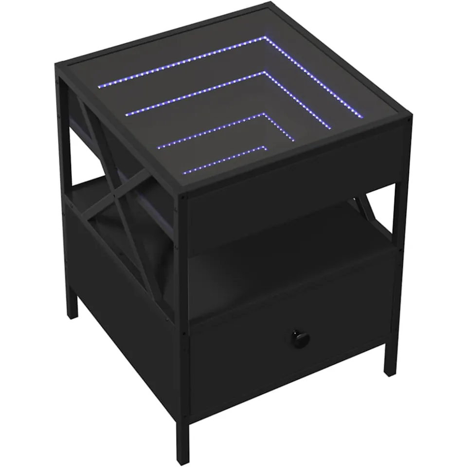 vidaXL Salontafel met Infinity LED 40x40x51 cm zwart
