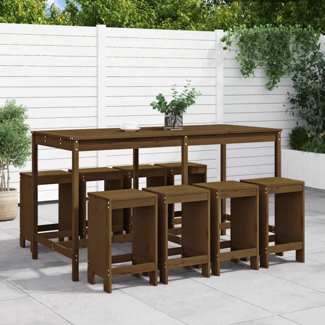 vidaXL 9-delige Tuinbarset massief grenenhout honingbruin bruin, foto 2