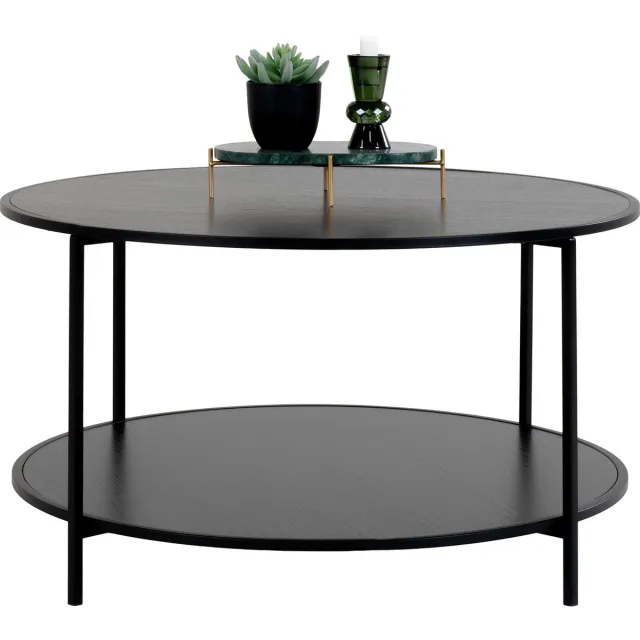 House Nordic Salontafel Metaal Zwart - Rond - Ø80cm - Spaanplaat - Tafel Vita