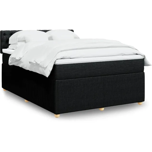vidaXL Boxspring met matras stof zwart 160x200 cm