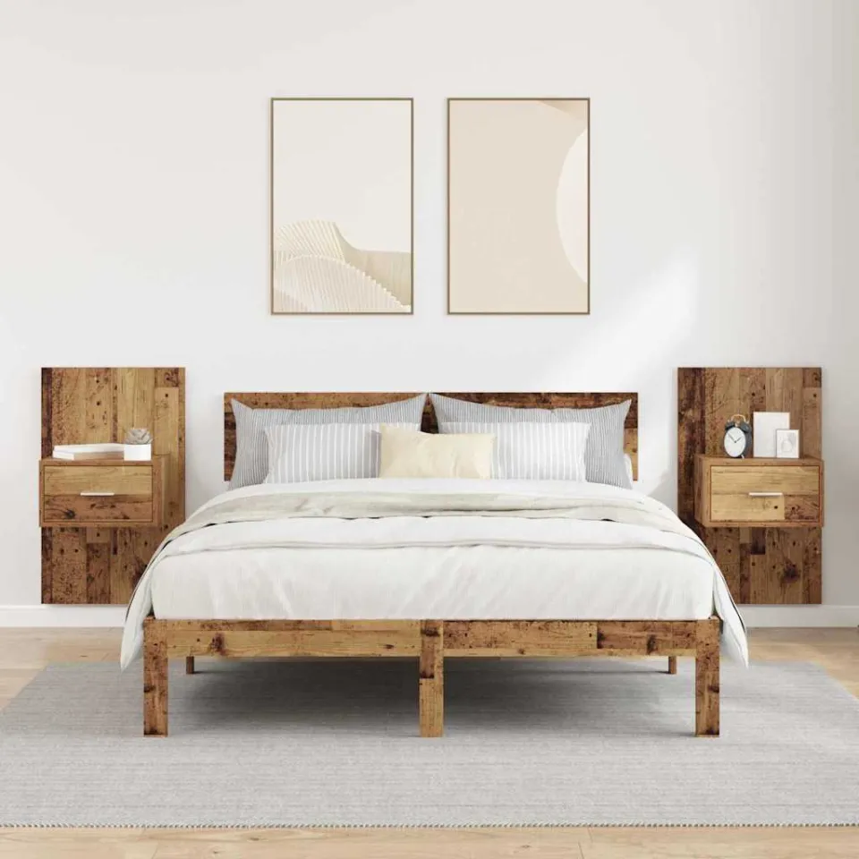 vidaXL Nachtkastje 2 st Oudhout 50 x 32,5 x 80cm Bewerkt hout bruin, foto 4
