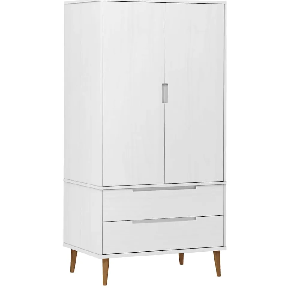 vidaXL Kledingkast MOLDE 90x55x175 cm massief grenenhout wit, foto 3