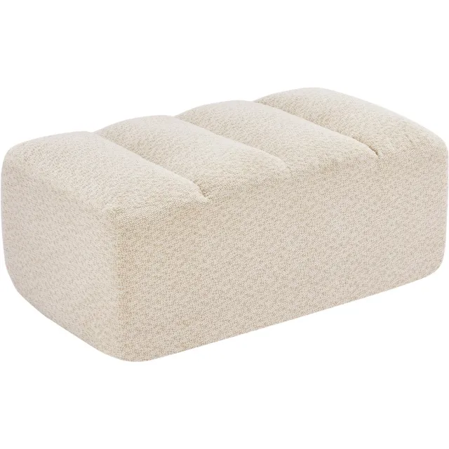 MUVANO Teddy poef - modulaire voetenbank bouclé - frameloze bank beige - comfortabele hocker - 104x61x45 cm - ontspannen - woonkamer Beige wit