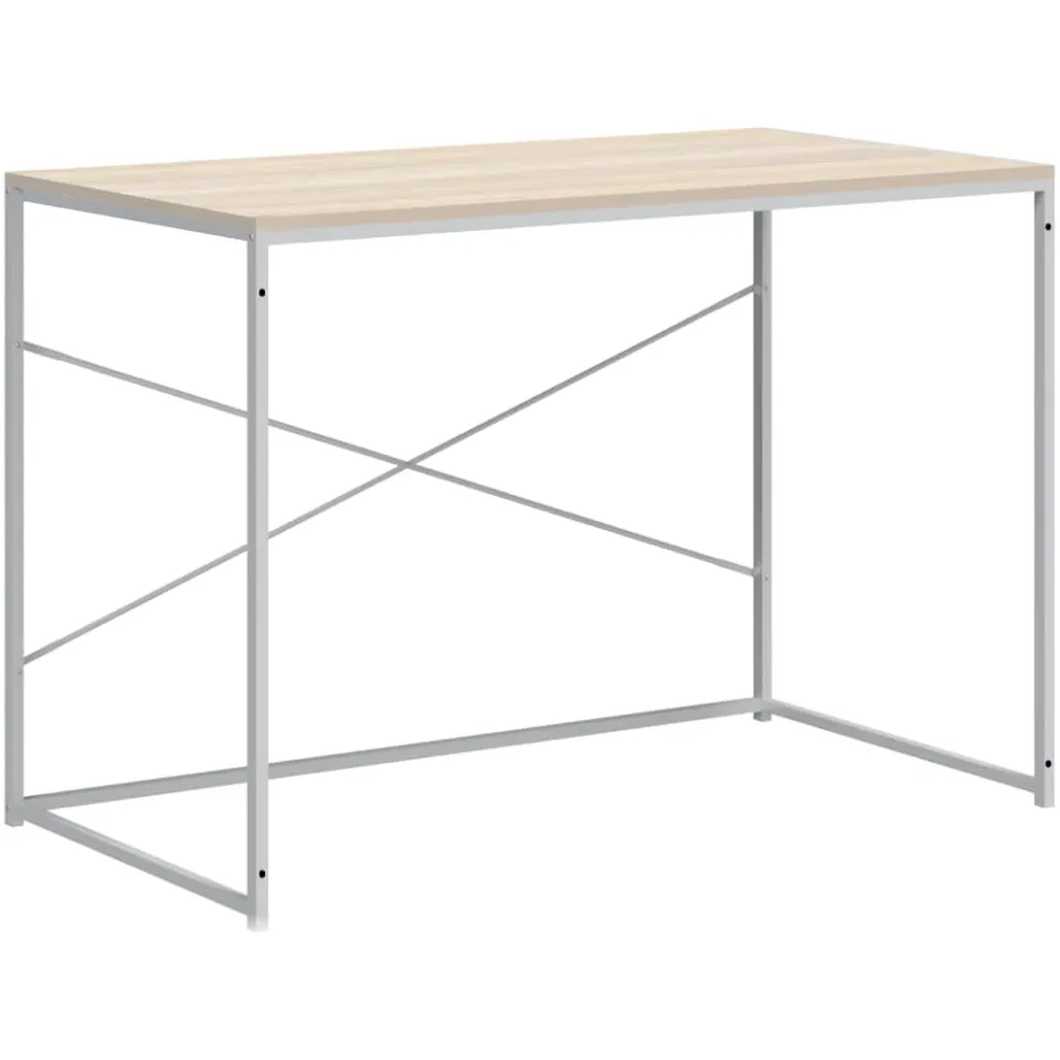 vidaXL Computerbureau 110x60x70 cm bewerkt hout wit en eikenkleurig, foto 3