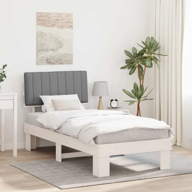 vidaXL Bedframe met Gevoerd Hoofdgedeelte Lichtgrijs 90 x 200 cm