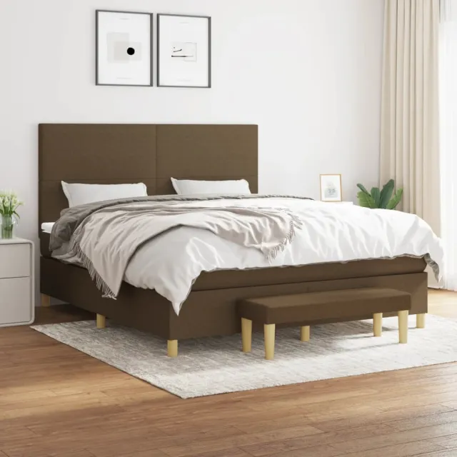 vidaXL Boxspring met matras stof donkerbruin 160x200 cm bruin