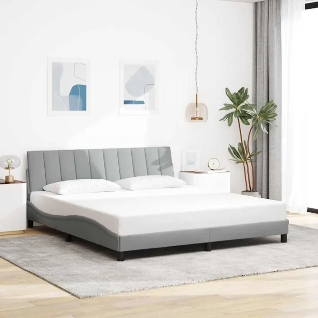 vidaXL Bedframe zonder matras "Hanko" stof lichtgrijs 180x200 cm