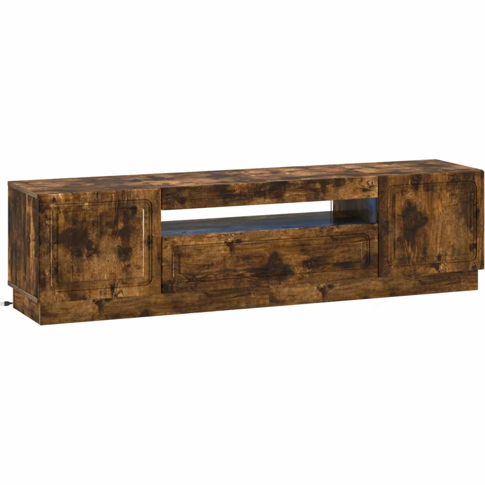 vidaXL LED tv-meubel Gerookt eiken Bewerkt hout Bruin