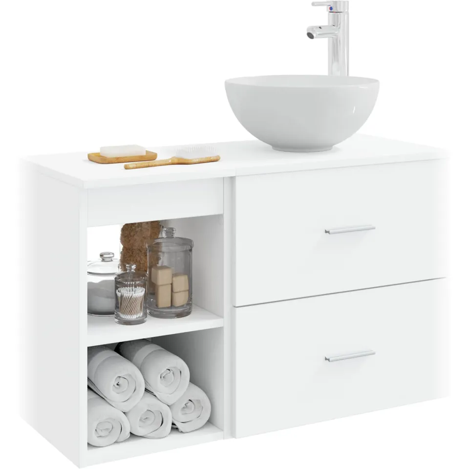 vidaXL Badkamerkastenset 2 st Wit 79,5 x 41 x 80 cm Bewerkt hout