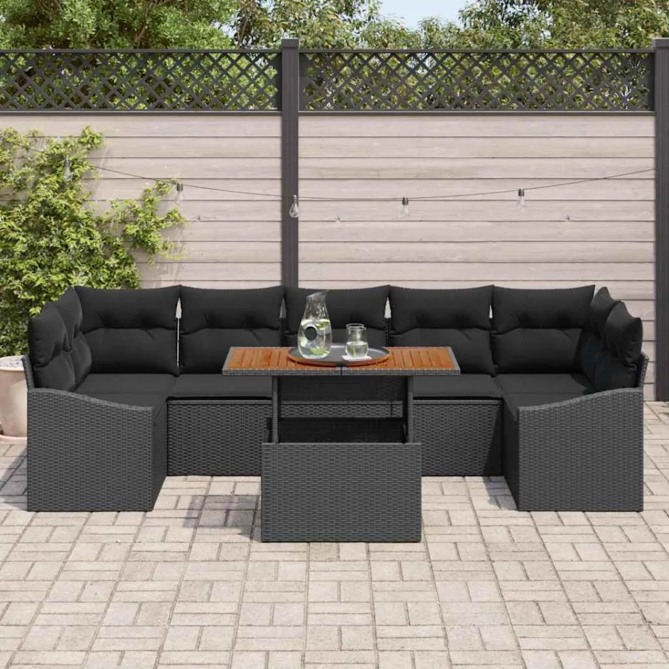 vidaXL Tuin Sofa Set 8 st Zwart Poly Rattan en Poedergecoat Staal, foto 3