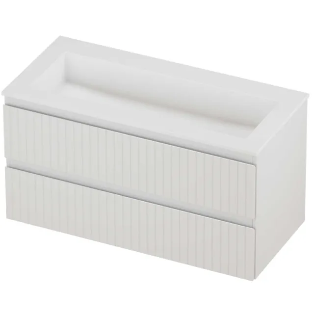 Proline Aristo Badmeubelset Polystone Elegant Zonder Gat 100x46x54 cm Mat White Glans Wit