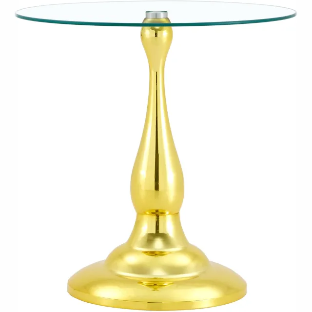 SONNENH Ronde bijzettafel van helder glas met metalen voet - Ø 50 x 51,5 cm - goudkleurige voet Helder glas / Goudkleurig