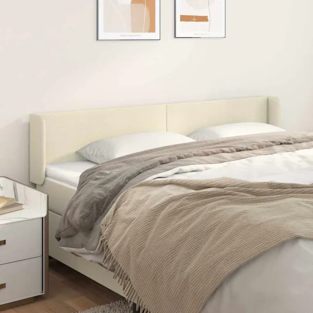 vidaXL Hoofdbord met randen 163x16x78/88 cm kunstleer crèmekleurig