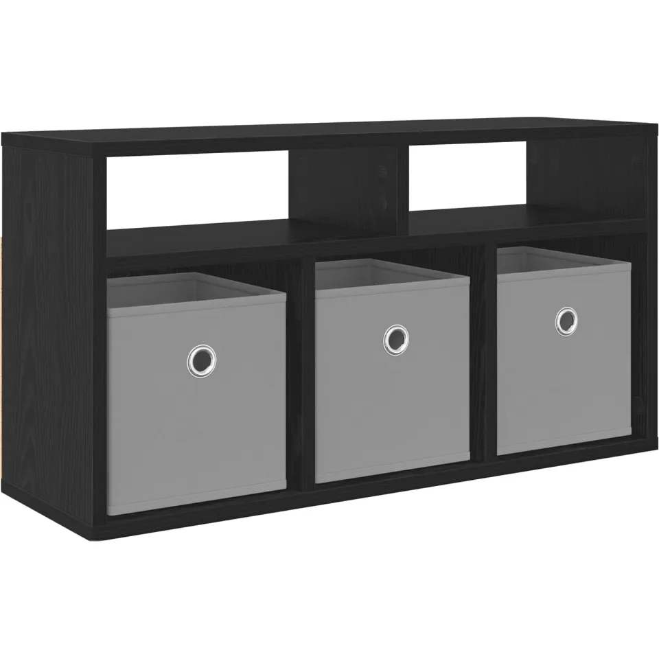vidaXL Laagkast met lade Zwart Eiken 72 x 22,5 x 38 cm, foto 3