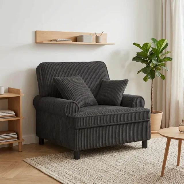 vidaXL XL fauteuil met kussens Donkergrijs 1,5 Lijnen Stof