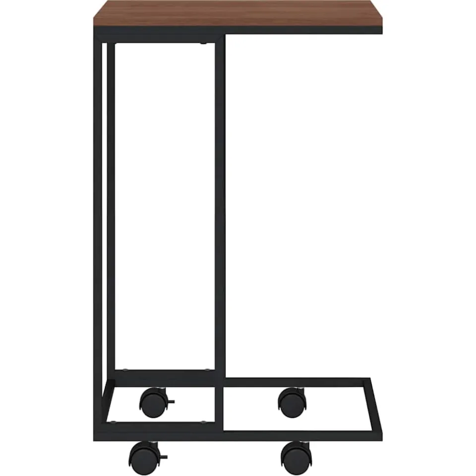 vidaXL Bijzettafel met wieltjes 40x30x63,5 bewerkt hout zwart, foto 4